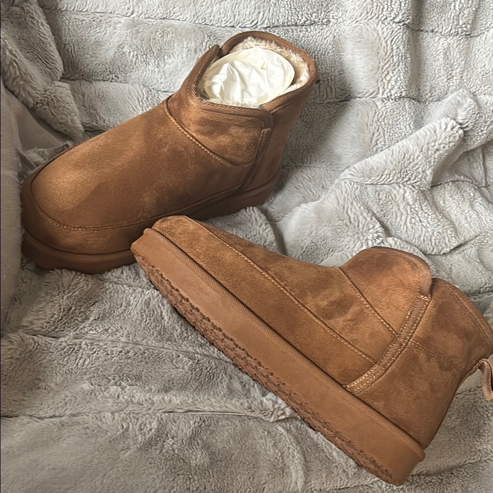 Falls Creek Tan Ankle Boots with Cozy Plush Lining